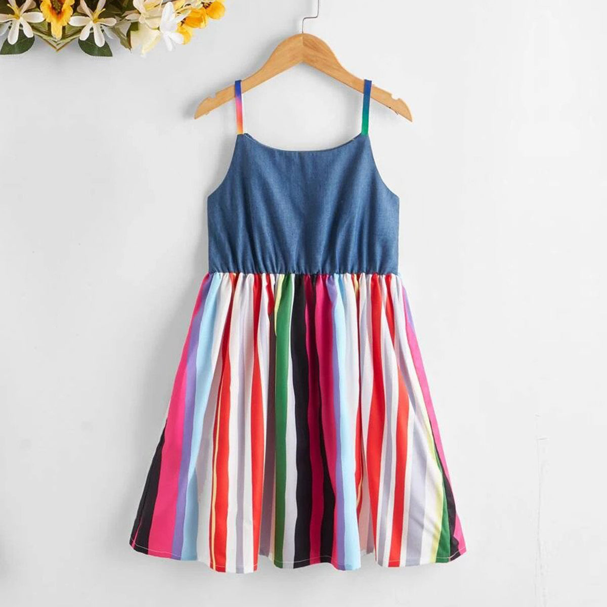 BabyGirl's Cotton Colorful Stripe Lining Frocks & Dresses for Kids.