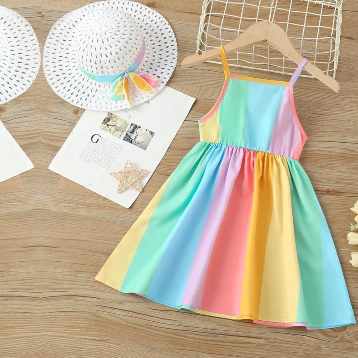 Buy A.T.U.N Girls Glow Rainbow Stripe Cotton Antalya Dress Online at Best  Prices in India - JioMart.