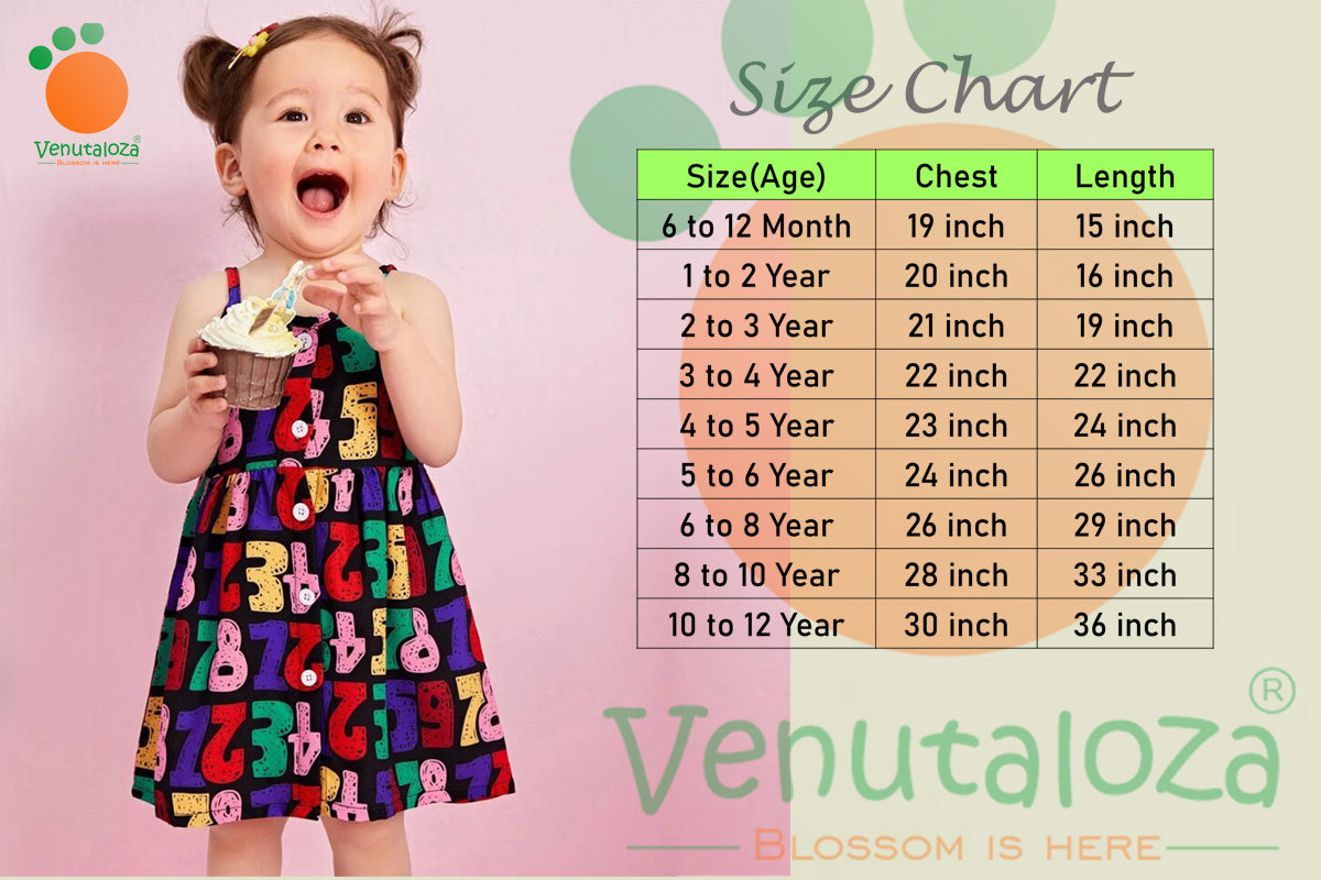 Princess BabyGirl Stylish Allover Letter Cami Cotton Frocks & Dresses for Kids.