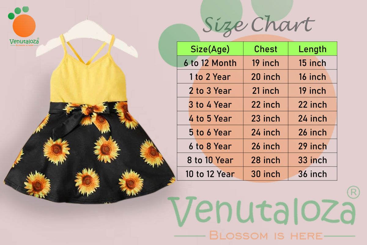 BabyGirl's Stylish Cotton Yellow SunFlower Cami Frocks & Dresses for Kids.