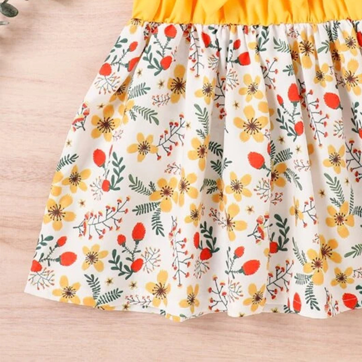 Toddler Girls Stylish Yellow Floral Designer Frocks for Baby Girl.