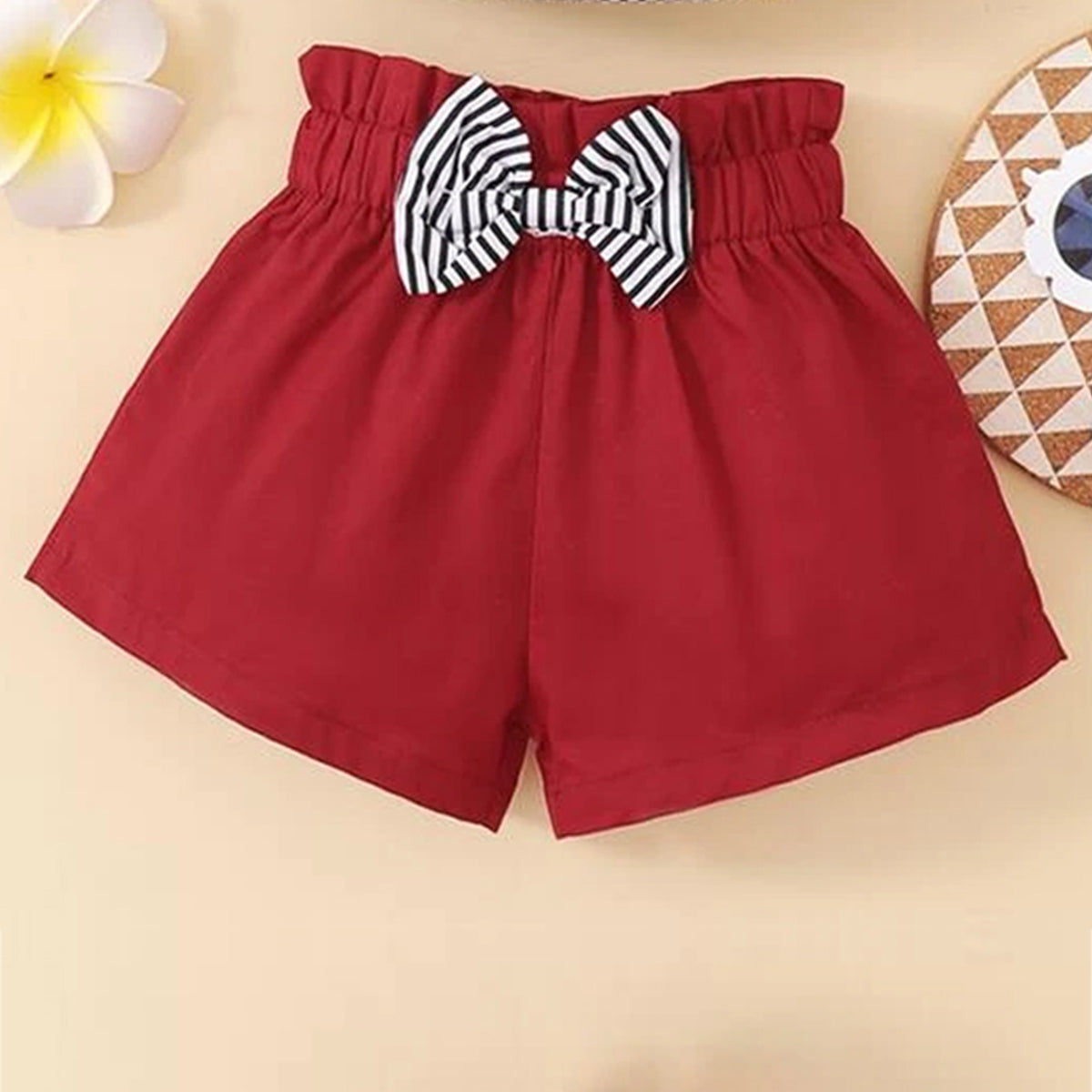 Maroon Stylish Shorts For Baby Girls.