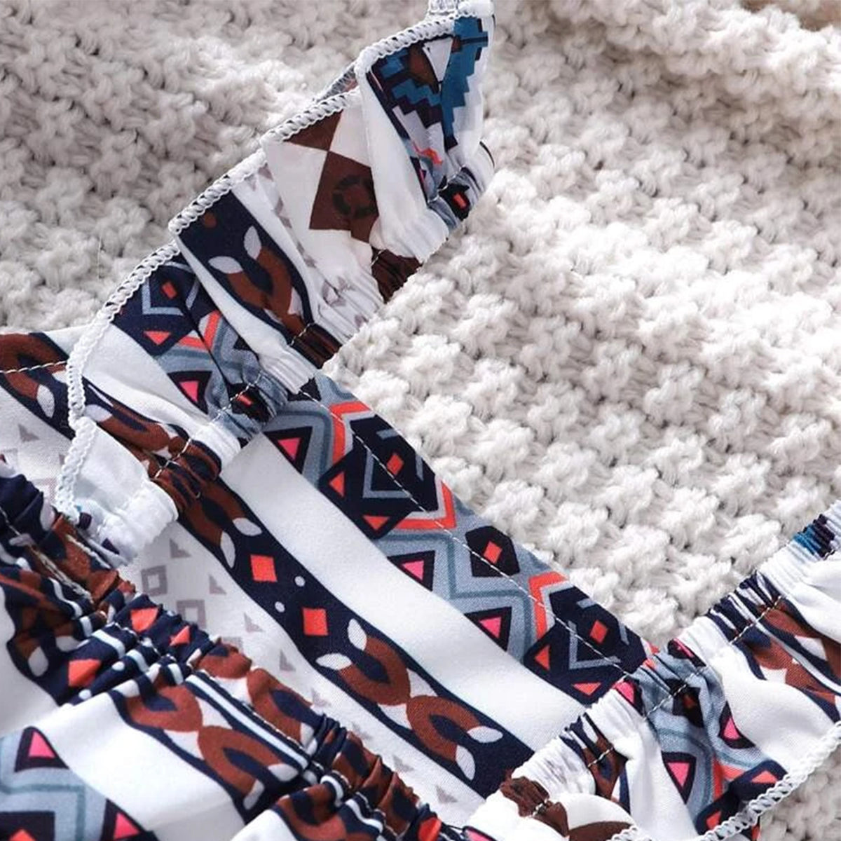 Princess Grometric Ruffle Trim Designer Frocks for Baby Girl.