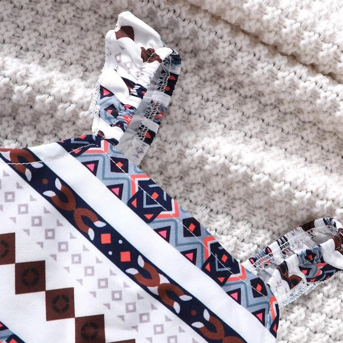 Princess Grometric Ruffle Trim Designer Frocks for Baby Girl.