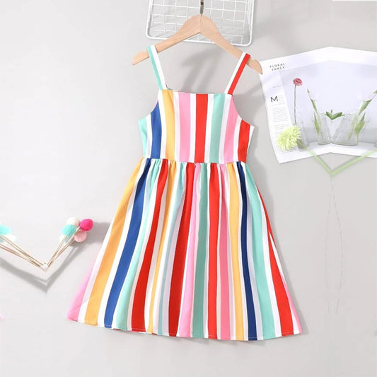 Venutaloza Baygirl Princess Vertical Striped Cami Designer Frocks for Baby Girl.