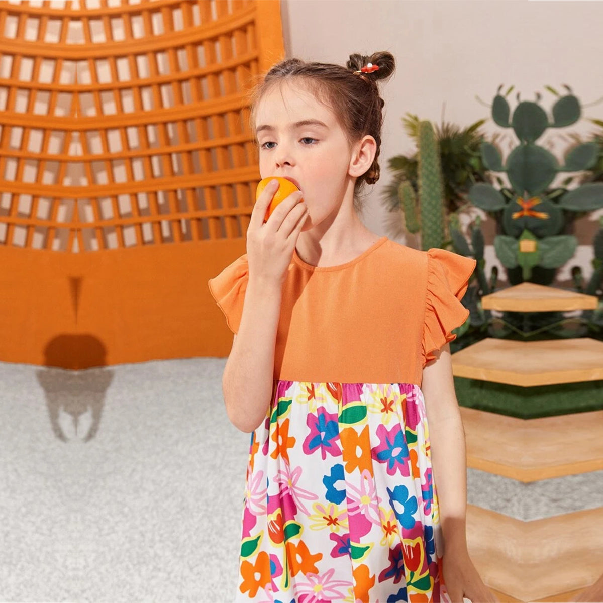 Baby girl Floral Print Butterfly Sleeve Designer Dresses & Frocks for Baby Girl.