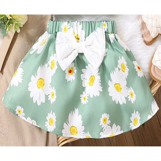 Crop Green Floral Skirt For Baby Girls.