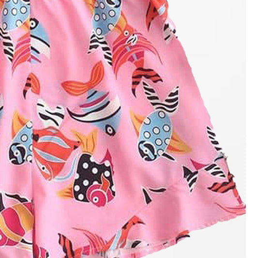 Venutaloza Babygirl Stylish Fish Deginer Pink Top & Short For Kids.