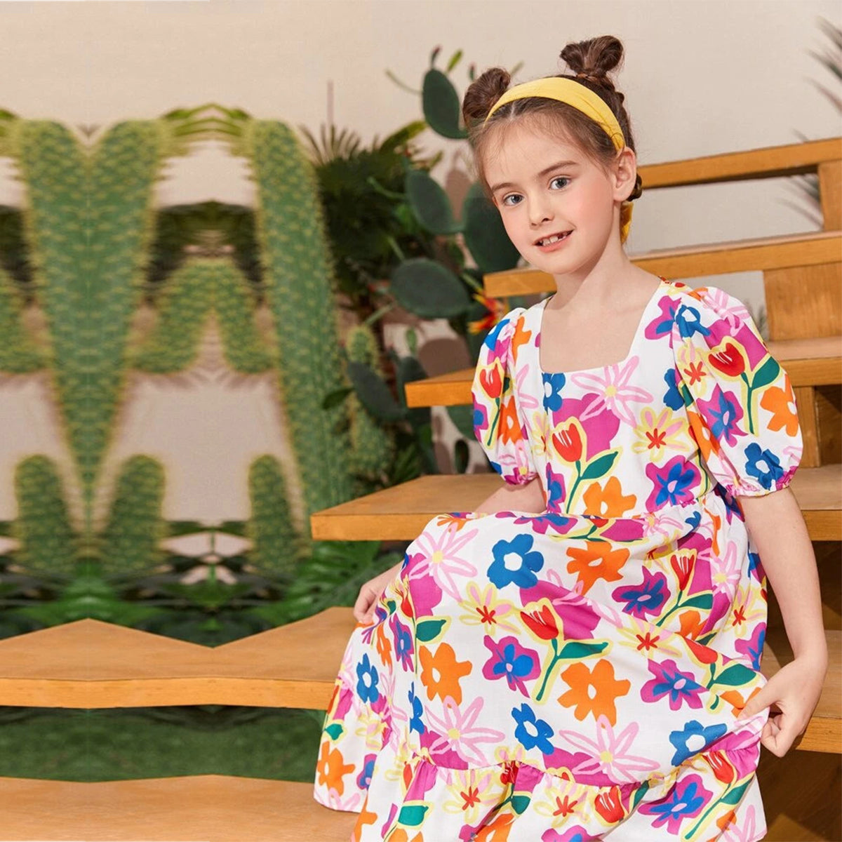VENUTALOZA Girls Colorful Floral Ruffle Hem Tunic Dresses & Frocks for Baby Girl.