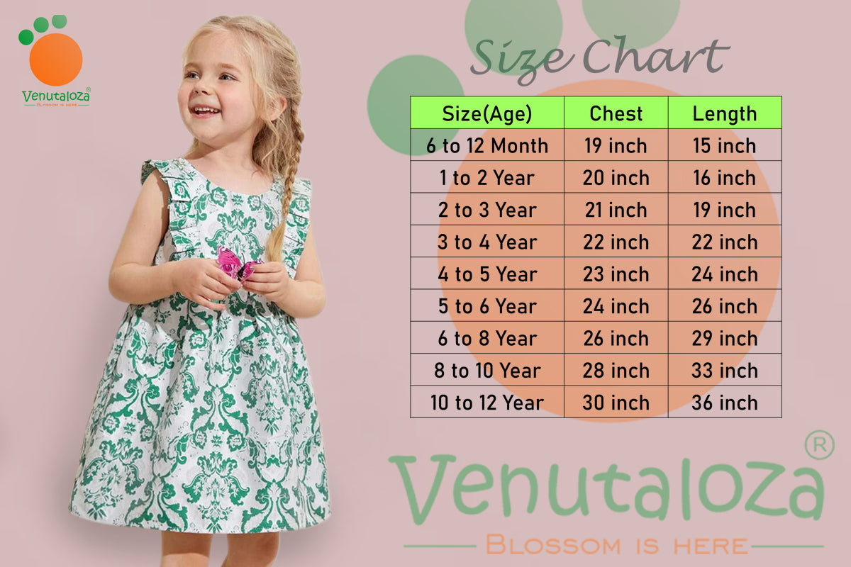 VENUTALOZA Girls Ruffle Armhole Allover Tunic Dresses & Frocks for Baby Girl.