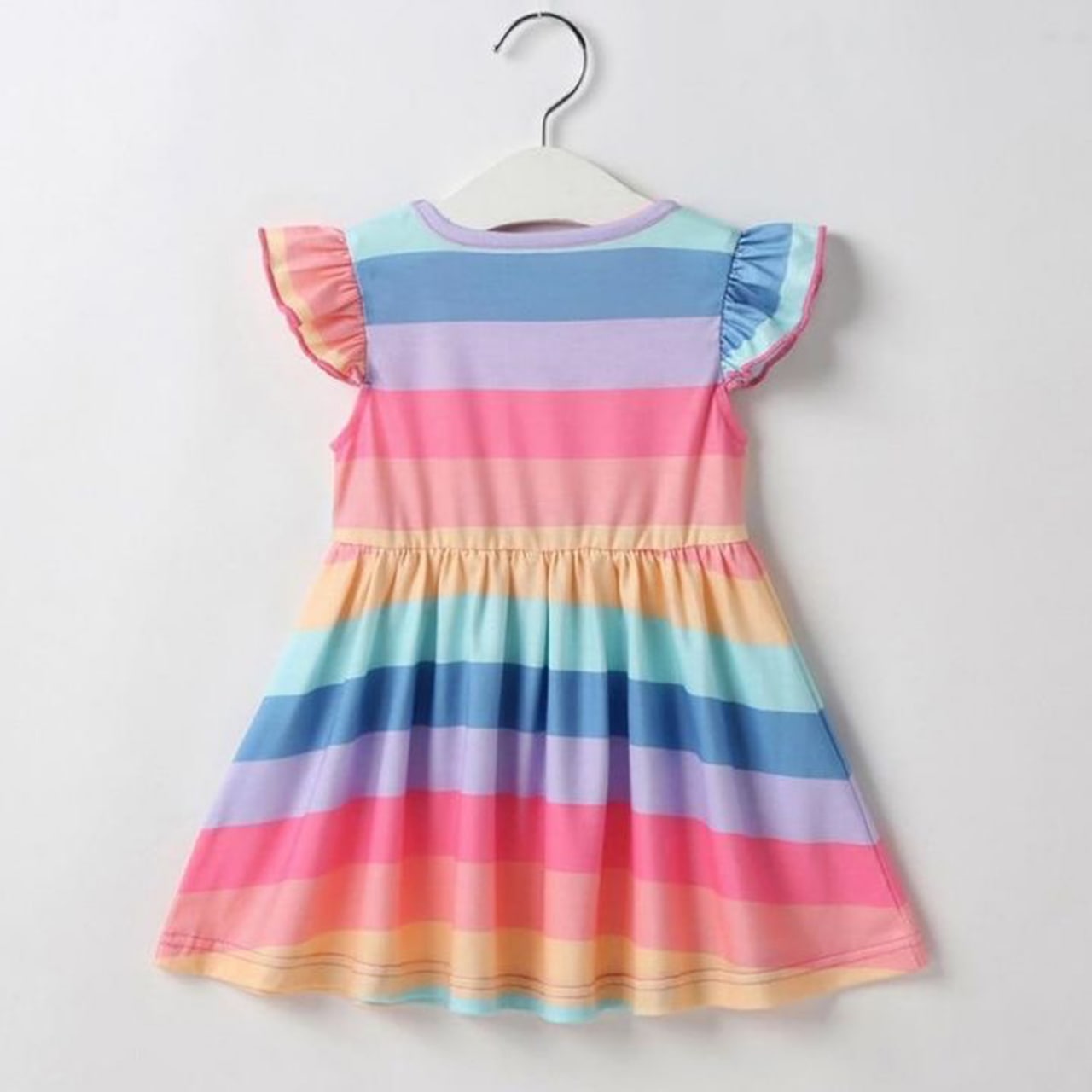 Kids Stylish Colorfull Strips Design Midi Frock Dress for Baby Girl.
