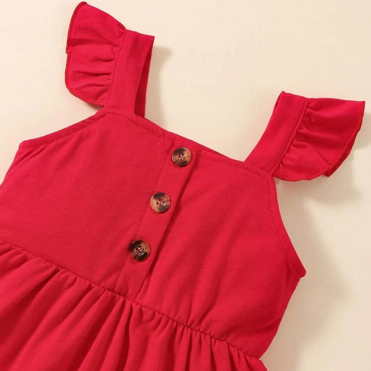 BabyGirl's Cotton Designer Ruffle Trim Button Frocks & Dresses for Kids.
