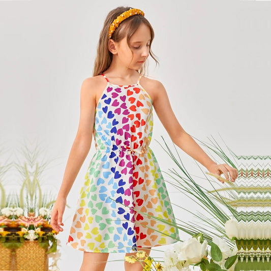 Kids Stylish Heart Design Ruffle Trim Frocks & Dresses for Baby Girl.
