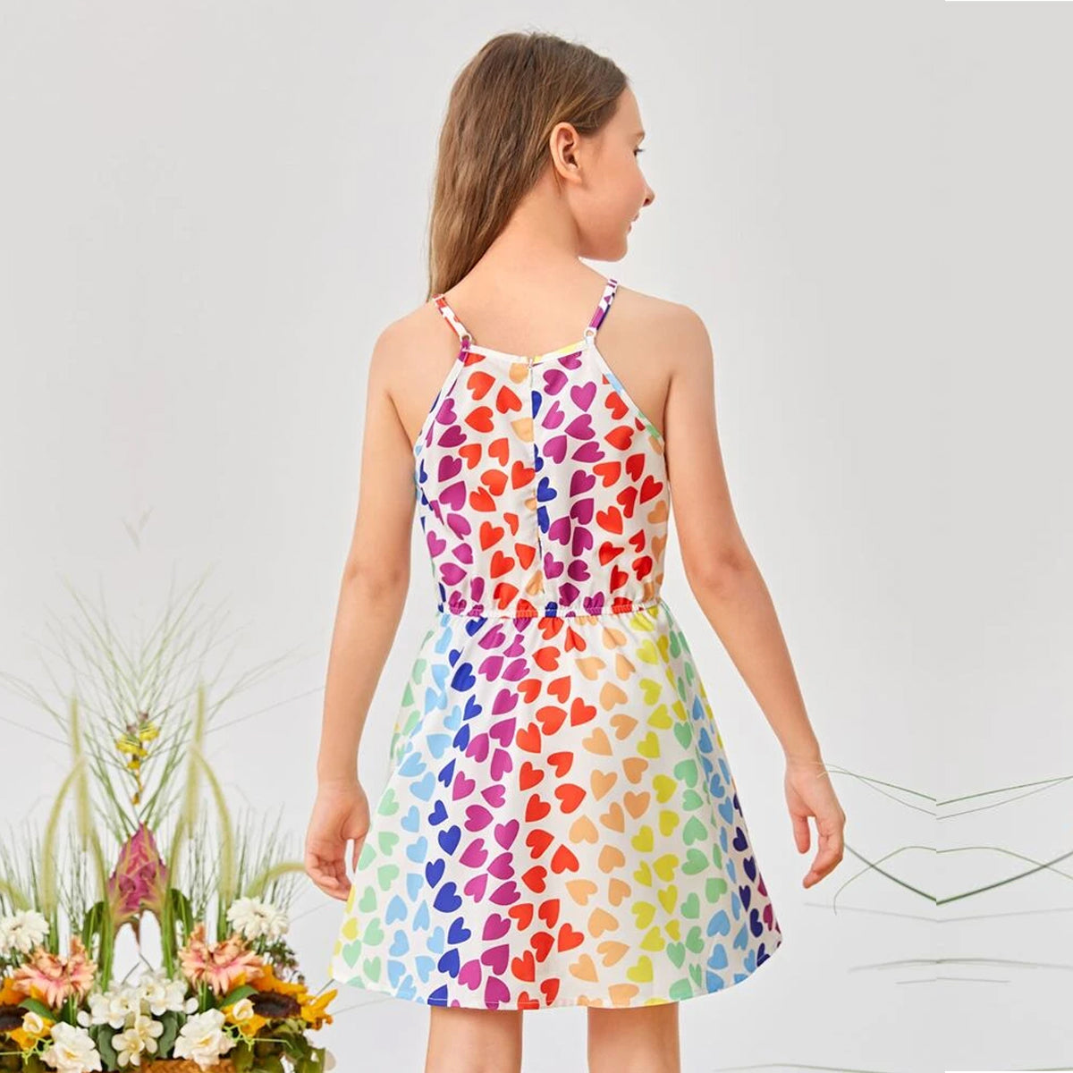 Kids Stylish Heart Design Ruffle Trim Frocks & Dresses for Baby Girl.