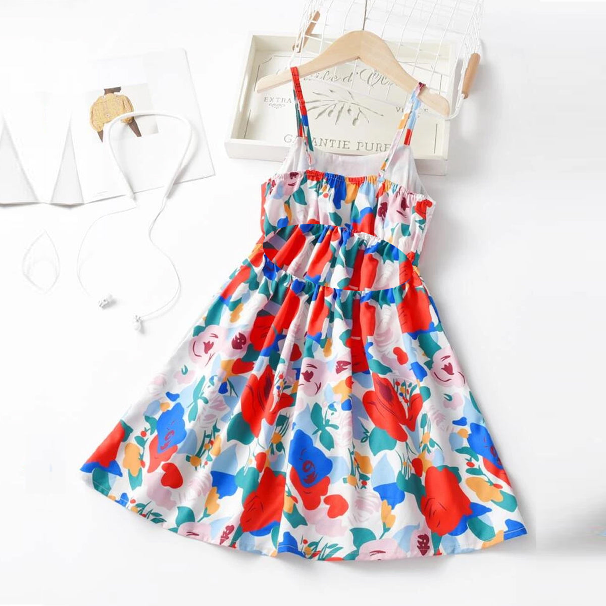 Babydoll Stylish Floral Allover Cut Out Back Cami Designer Frocks & Dresses for Baby Girl.
