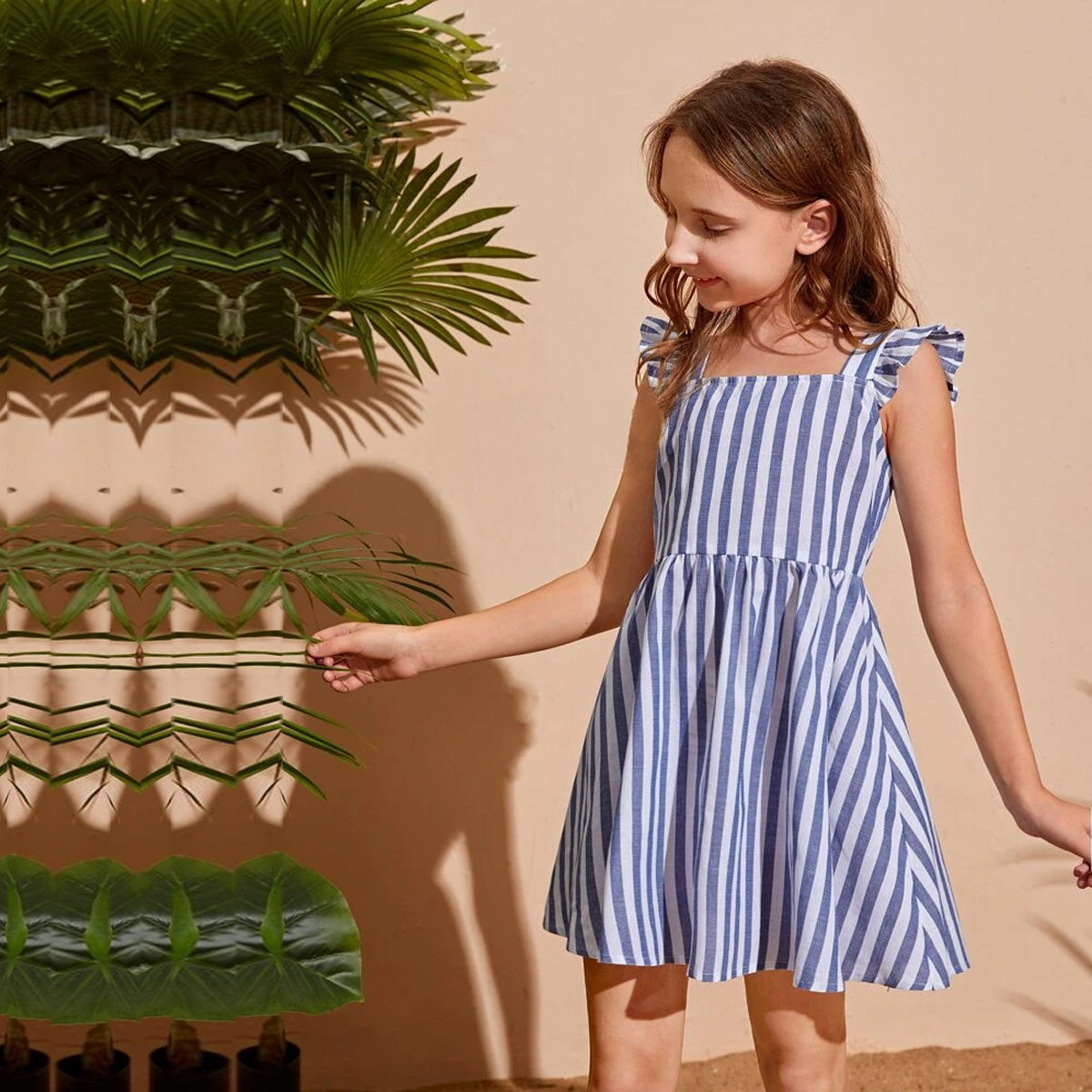 Venutaloza Babydoll Striped Tied Backless Ruffle Trim Designer Frocks & Dresses for Baby Girl.