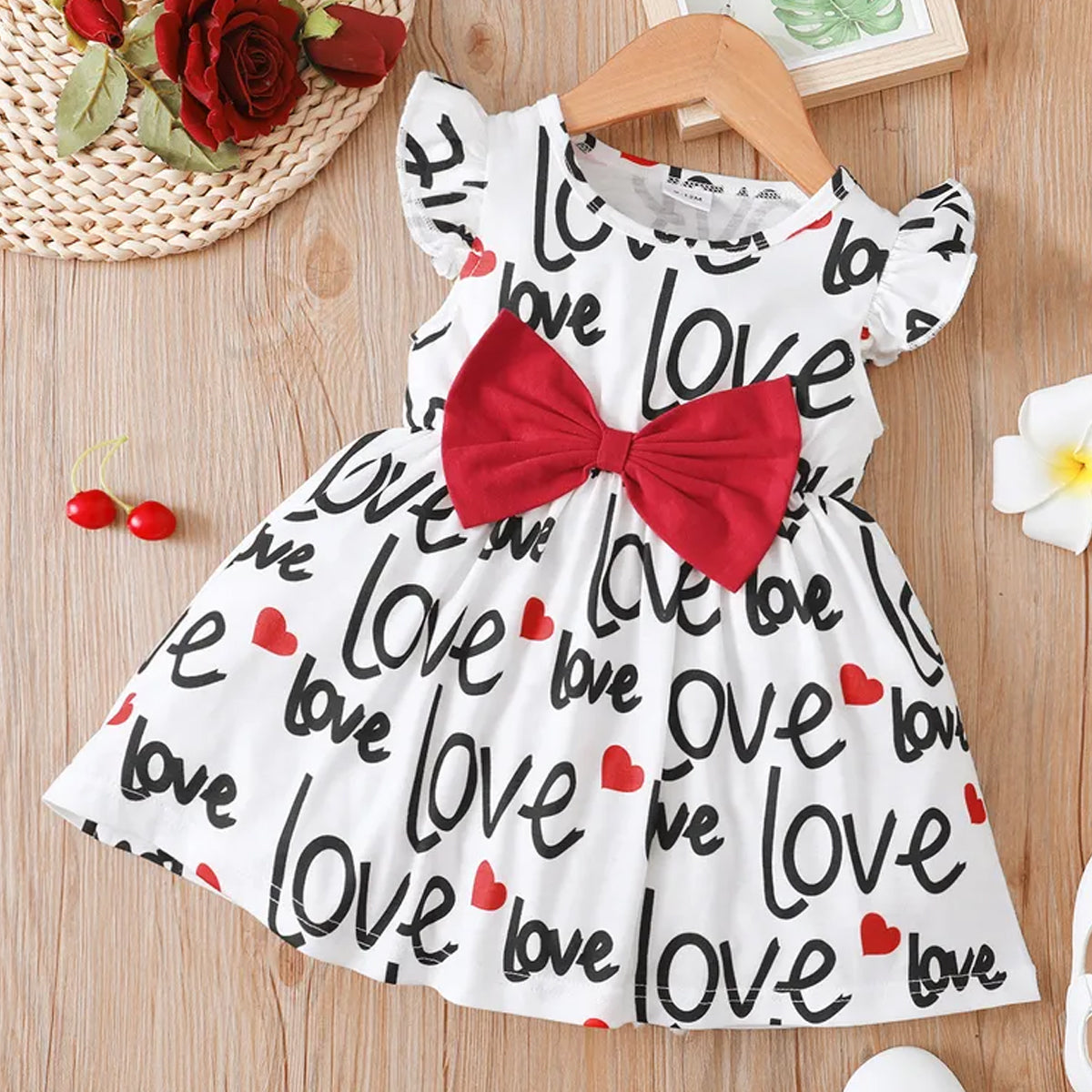 BabyGirl's Cotton Love Words Designer Frocks & Dresses for Kids.