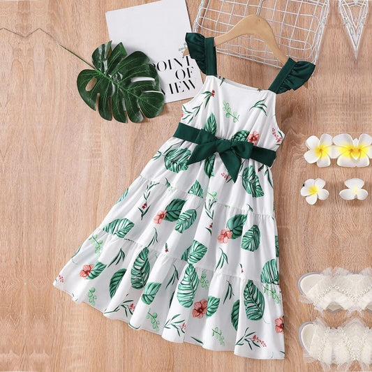 Kids Stylish Green Floral Designer Supar Soft Frock & Dresses for Baby Girl.