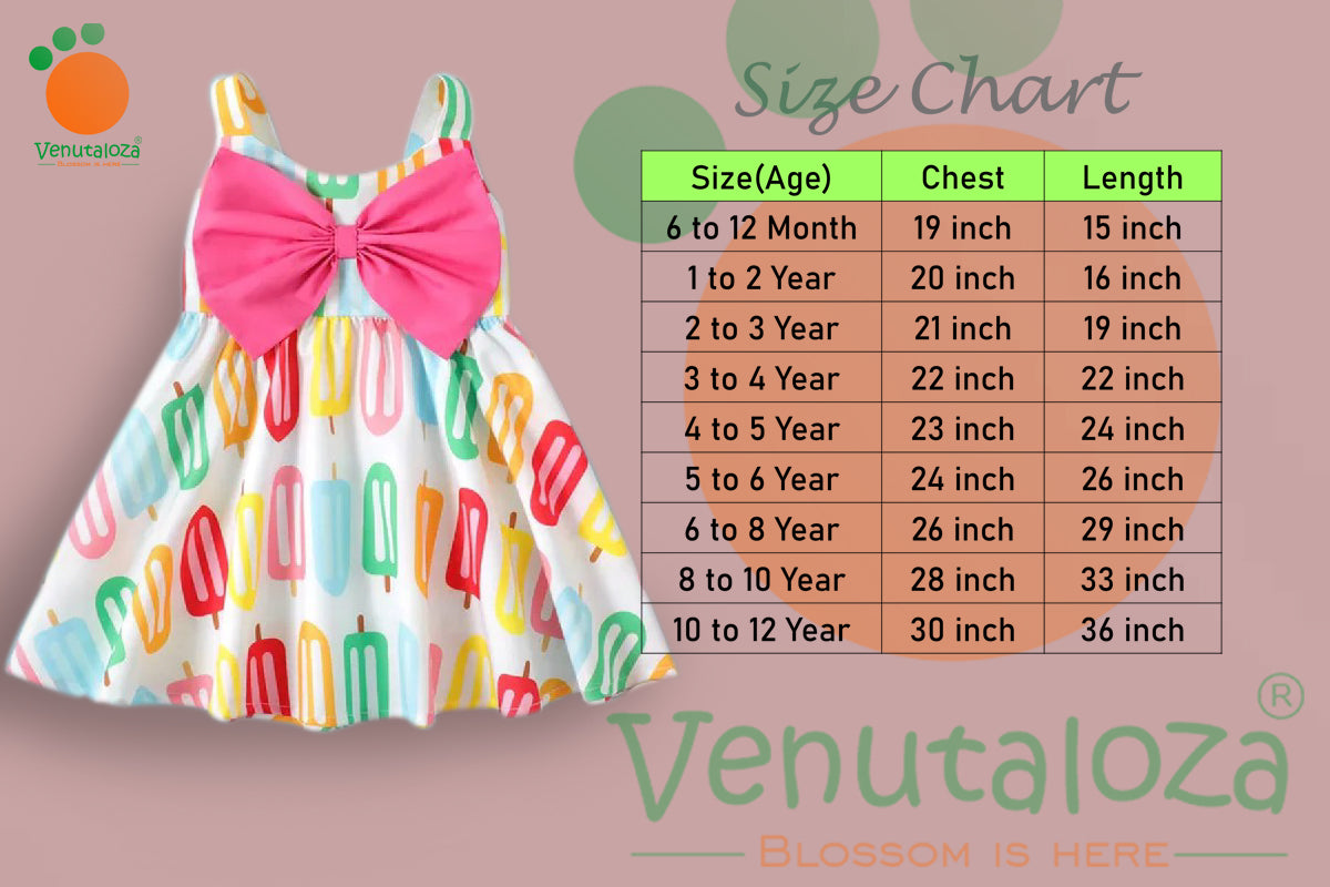 Kids Stylish Multi Ice Cream Designer Frock & Dresses for Baby Girl.