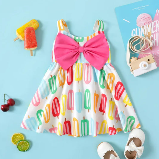 Kids Stylish Multi Ice Cream Designer Frock & Dresses for Baby Girl.