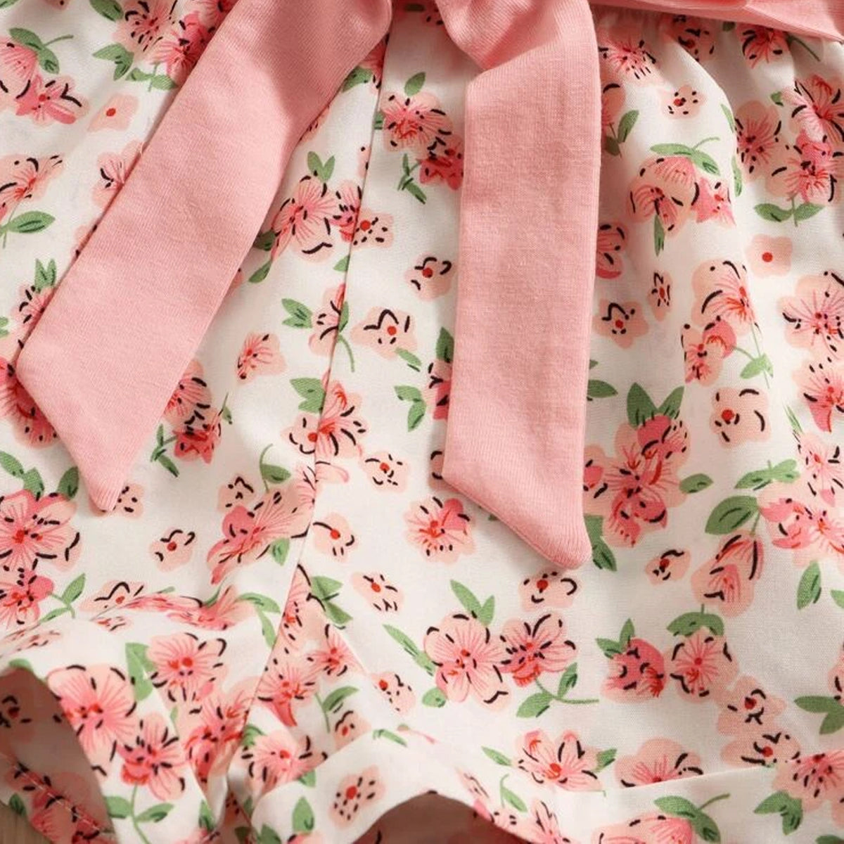 Crop Pink Floral Stylish Butterfly Belted Shorts For Baby Girls.