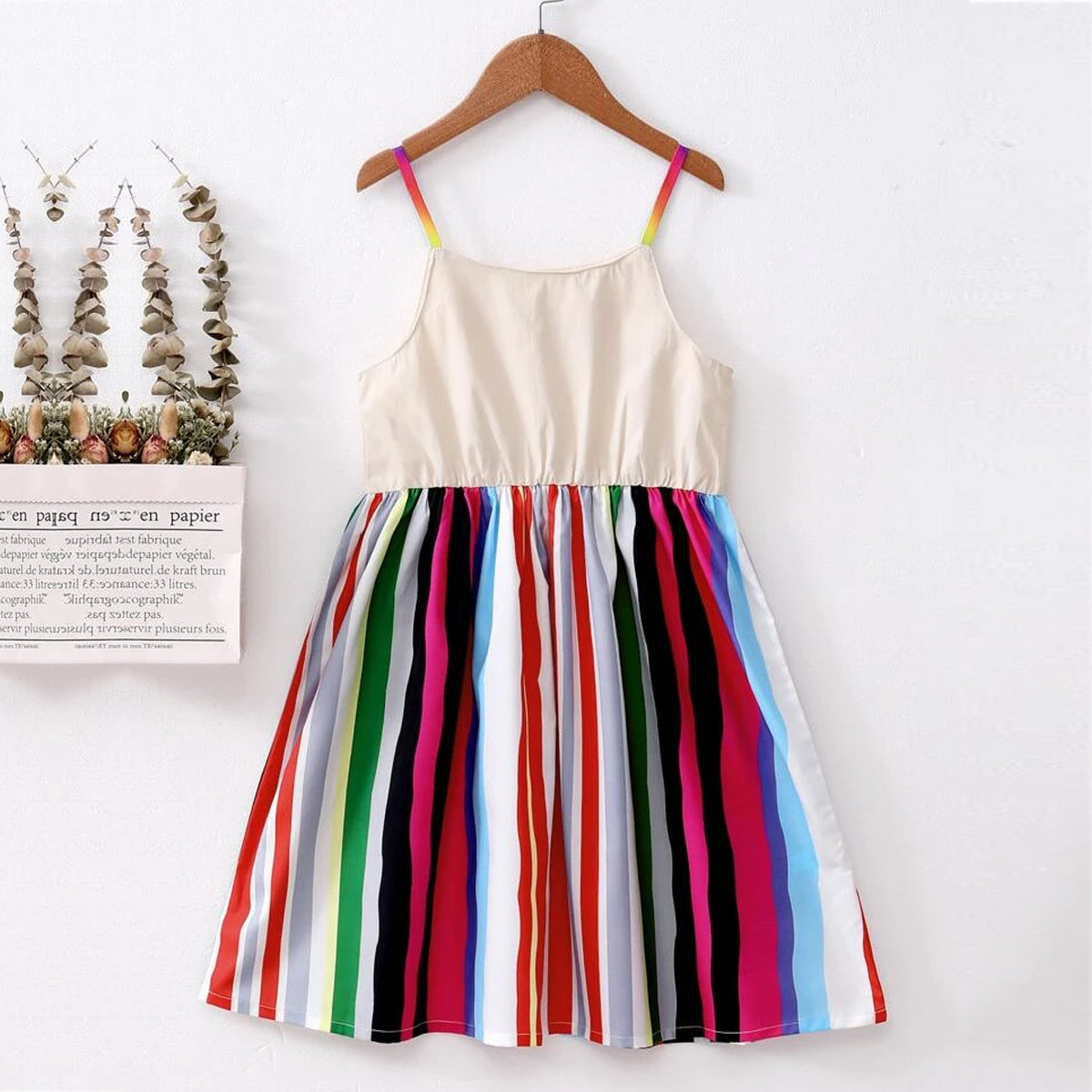 BabyGirl's Cotton Colorful Stripe Lining Frocks & Dresses for Babydoll.