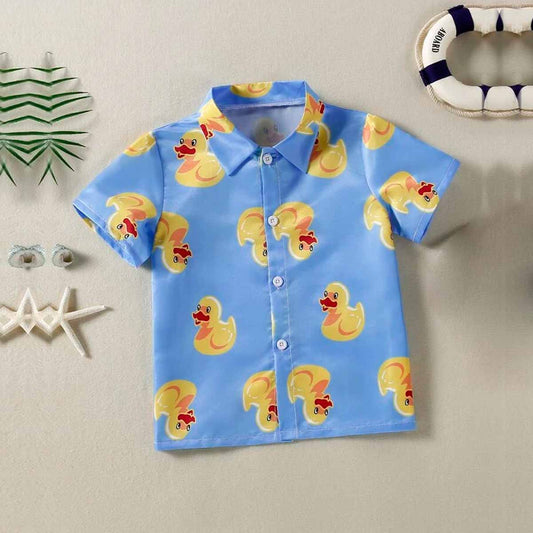 VENUTALOZA Toddler Duck Pattern & Button Front Shirt For Unisex.