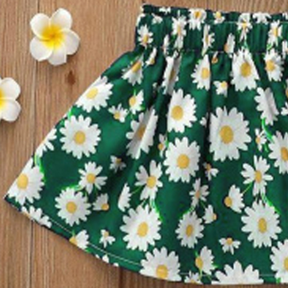 Kids Ditsy Floral Crop Cami Top & Frilled Skirt Set For Baby Girls