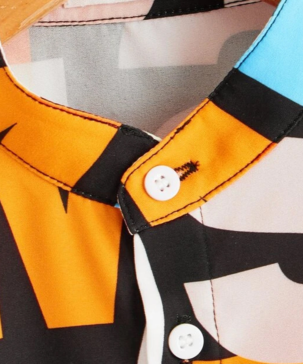 VENUTALOZA Letter Graphic & Button Front Shirt For Boy.