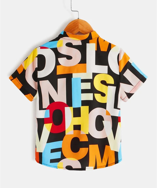 VENUTALOZA Letter Graphic & Button Front Shirt For Boy.