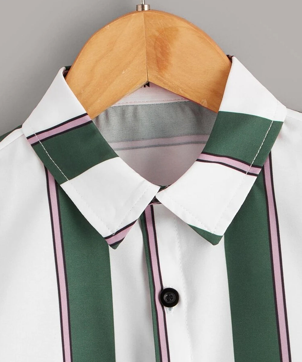 Venutaloza Button Front Striped Shirt For Boy.