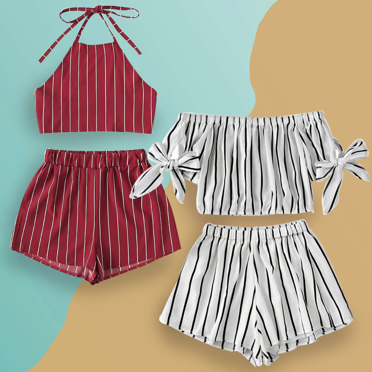 Stylish BabyGirl's Designer Maroon & White Lining Wrap Set (Combo Pack Of 2) for Kids.