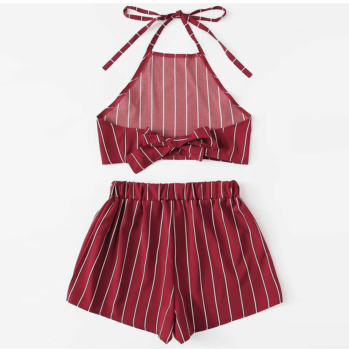 Crop Cami Top & Ditsy Lining Layered Shorts Set For Baby Girls.