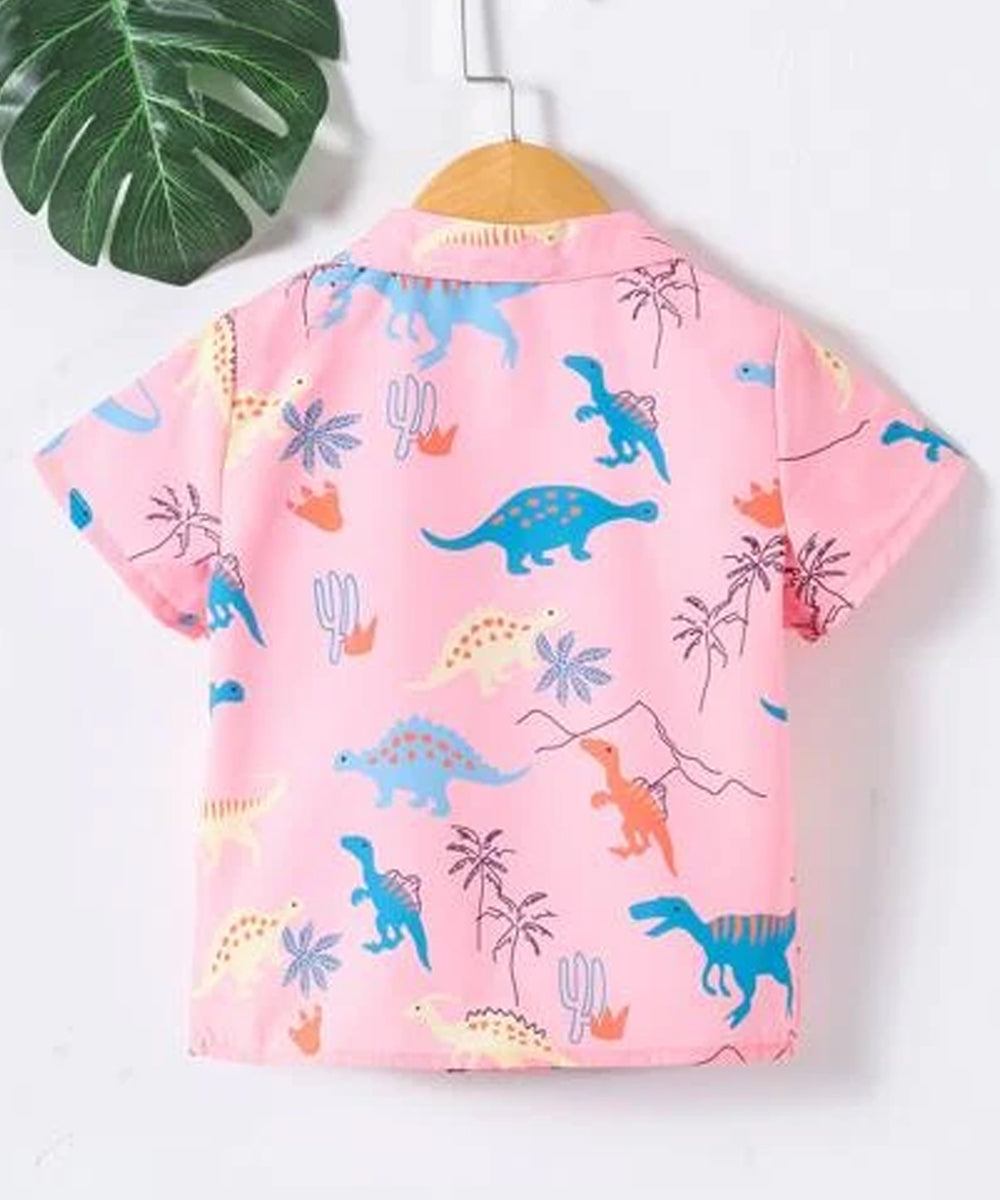 Venutaloza Dinosaur Animal Designer Button Front Shirt For Boy.