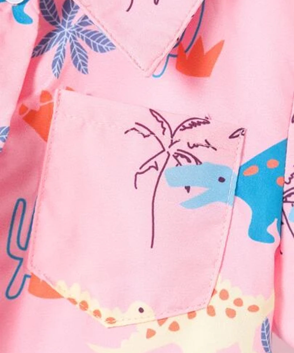 Venutaloza Dinosaur Animal Designer Button Front Shirt For Boy.