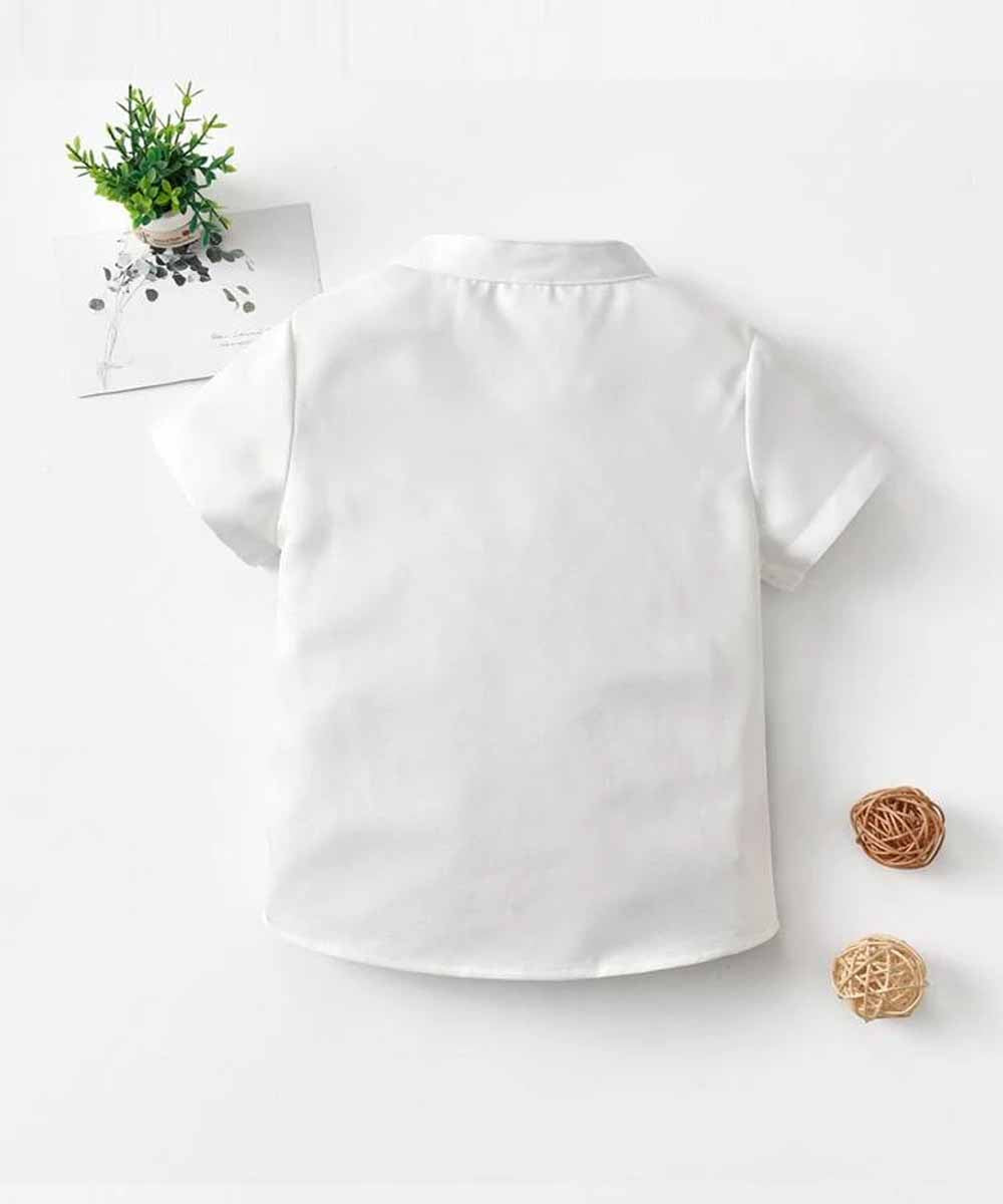Venutaloza White London Border Print Short Sleeve Shirt For Boy.