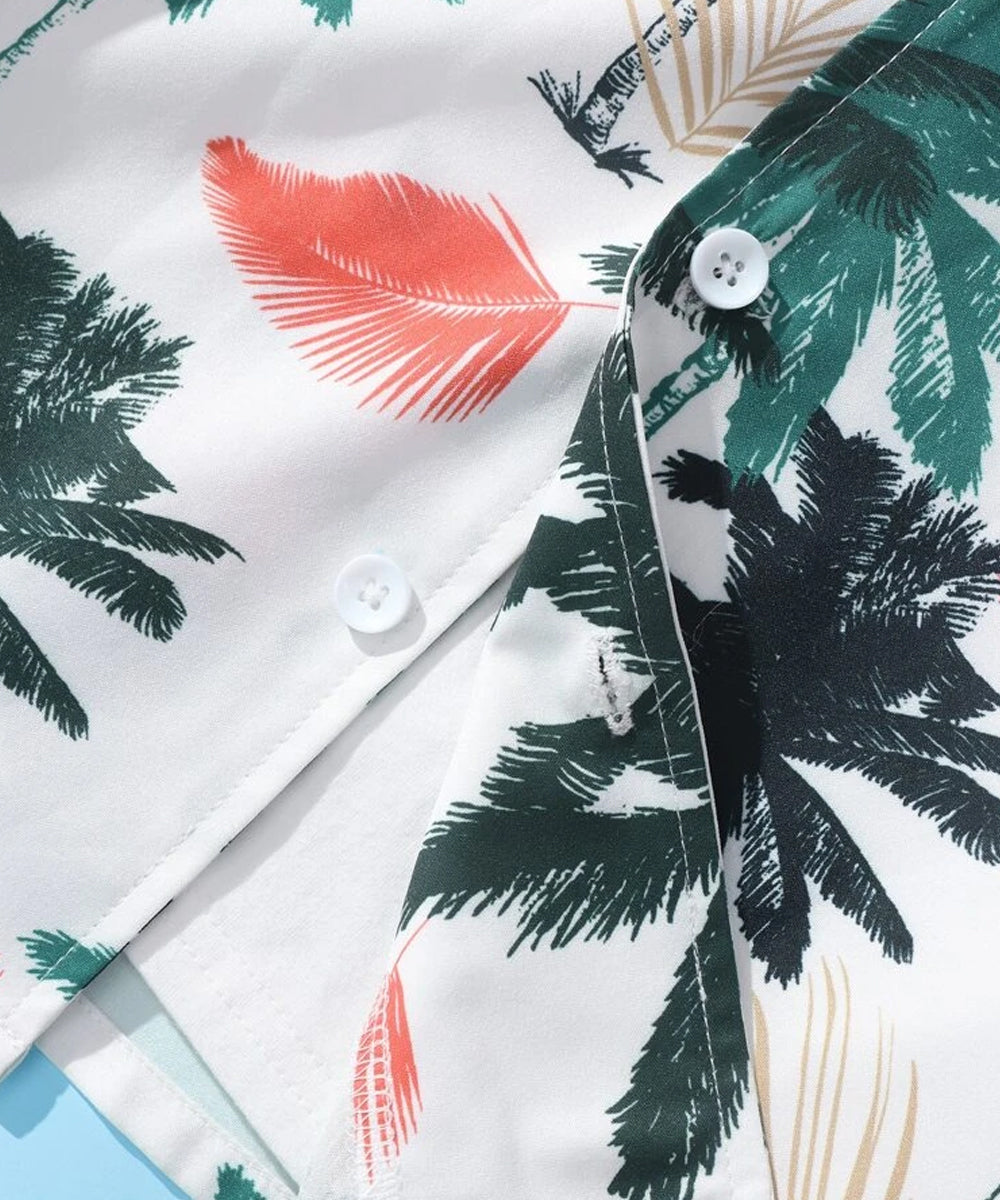 Venutaloza Tropical Coconut Tree Short Sleeve Shirt For Boy.