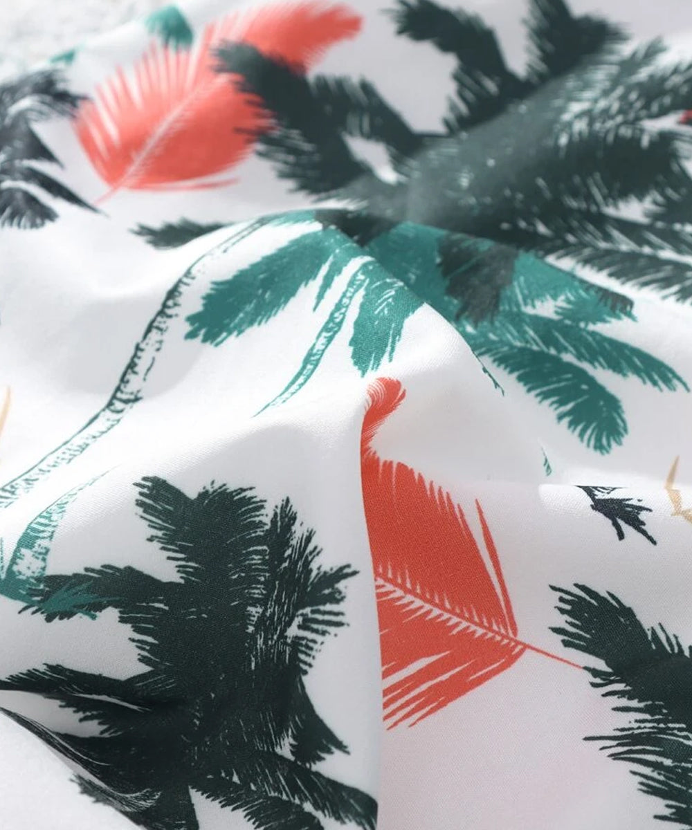 Venutaloza Tropical Coconut Tree Short Sleeve Shirt For Boy.