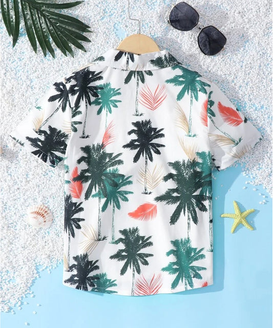 Venutaloza Tropical Coconut Tree Short Sleeve Shirt For Boy.