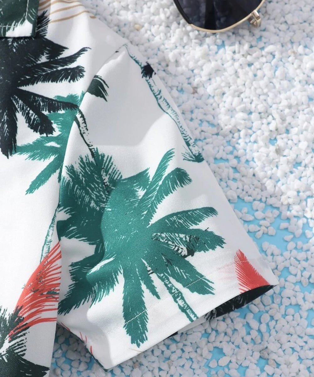 Venutaloza Tropical Coconut Tree Short Sleeve Shirt For Boy.