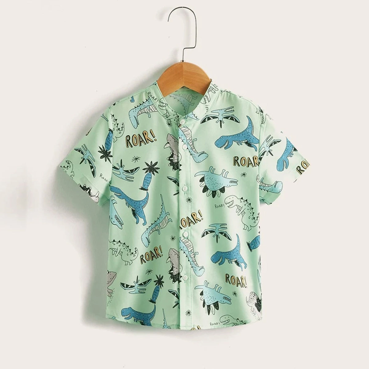 Venutaloza Mock Neck Allover Cartoon Print Shirt For Unisex.