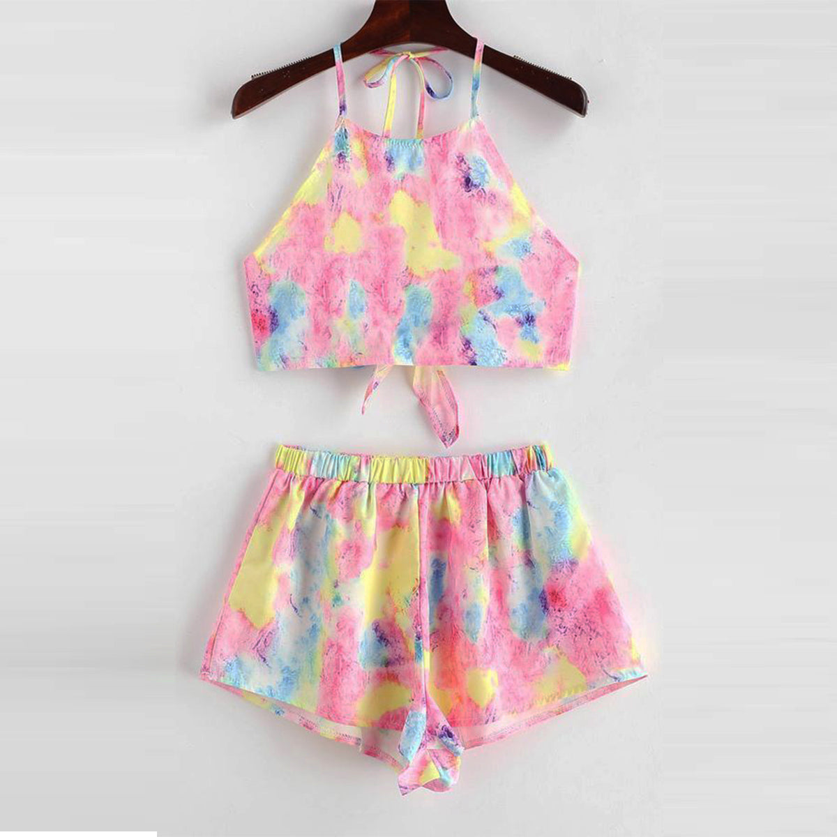 Unique Rainbow Design Crop Top Sleeveless And Shorts For Kids.
