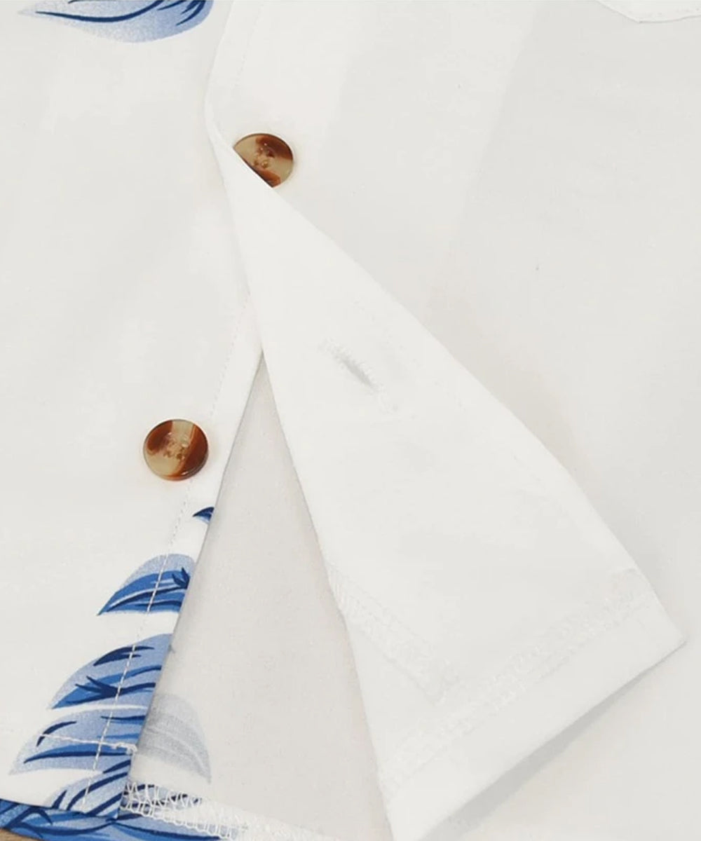 Venutaloza Toddler Boys White Tropical Vacation Shirt For Boy.