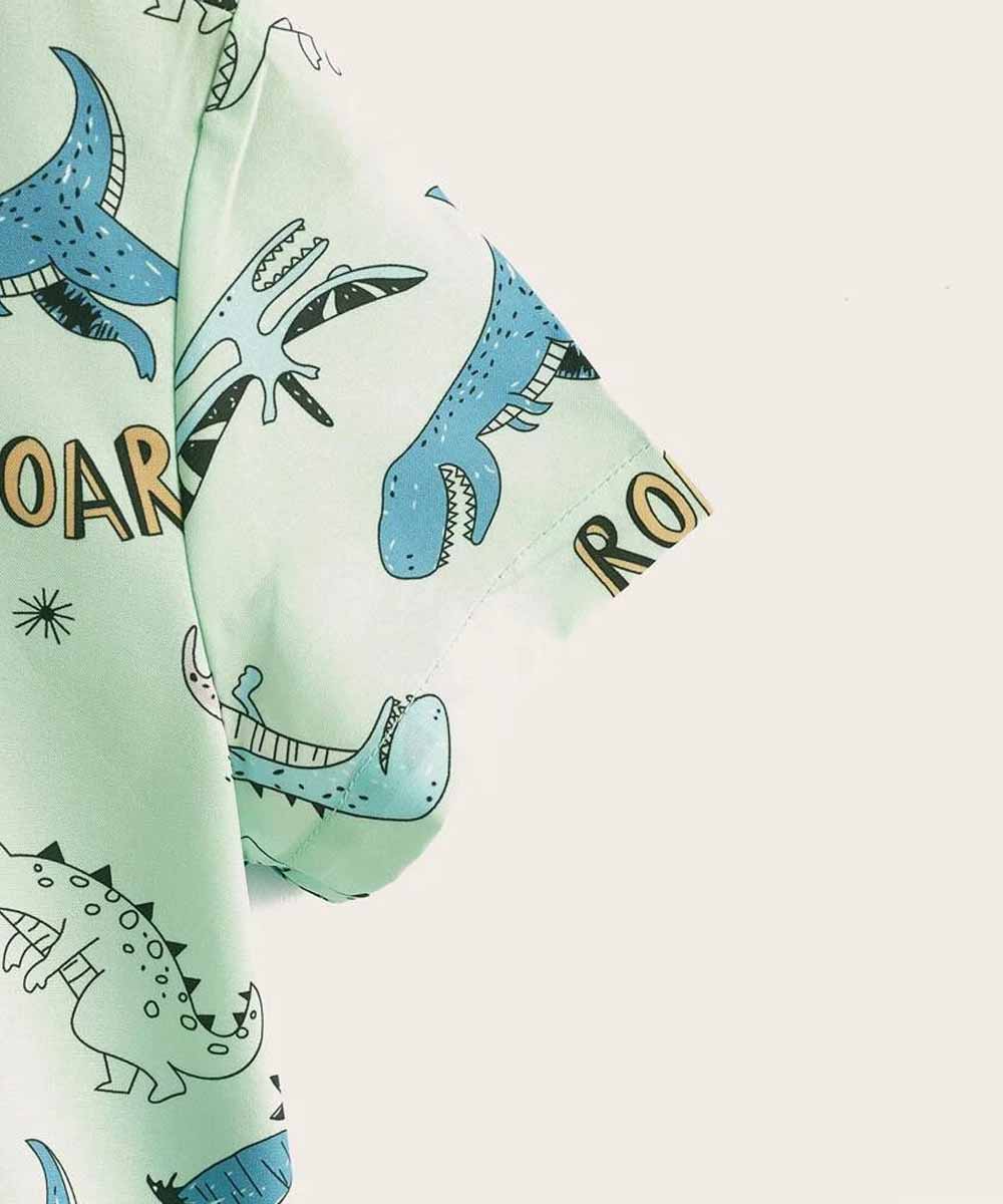 Venutaloza Mock Neck Allover Cartoon Print Shirt For Unisex.