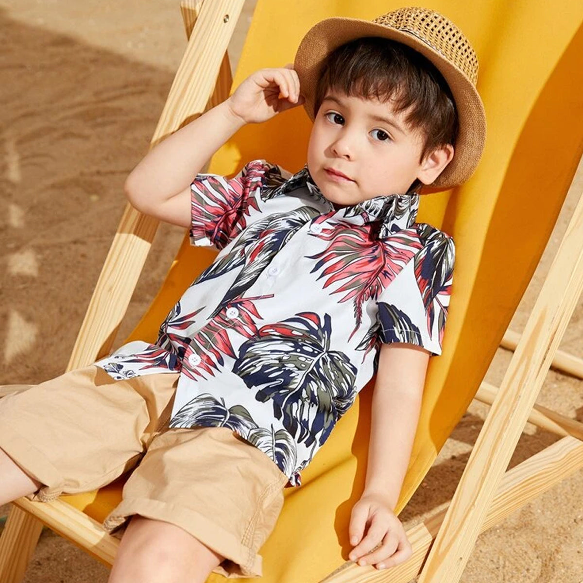 Venutaloza Boys Tropical Tree Print Shirt For Boy.