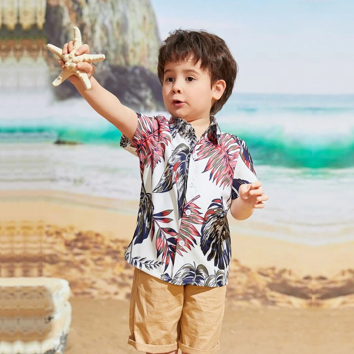 Venutaloza Boys Tropical Tree Print Shirt For Boy.