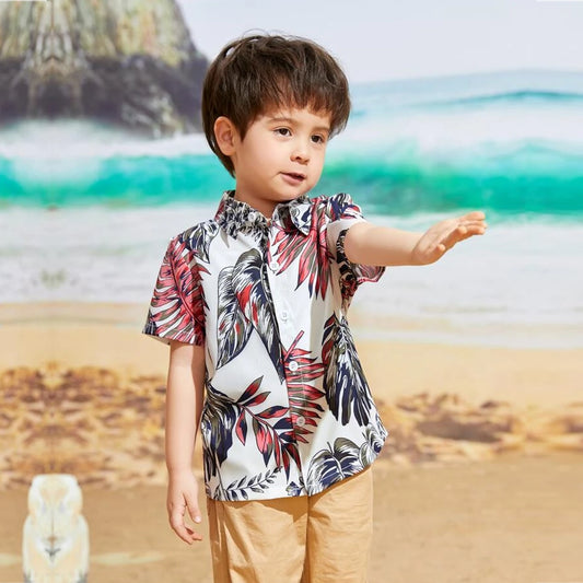 Venutaloza Boys Tropical Tree Print Shirt For Boy.