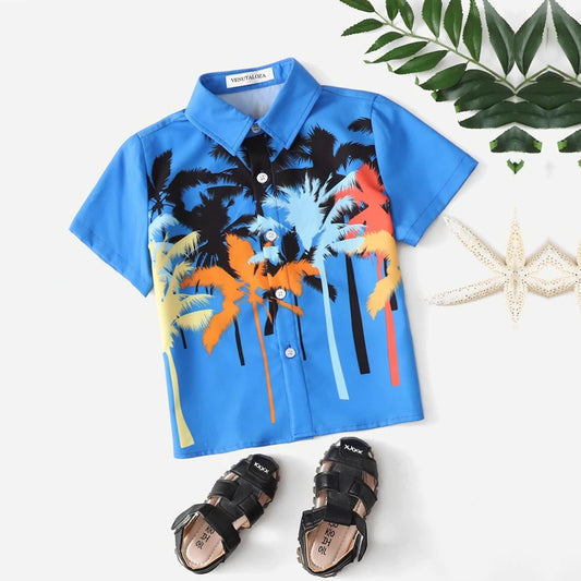 Venutaloza Boys Coconut Tree Print Shirt For Boy.