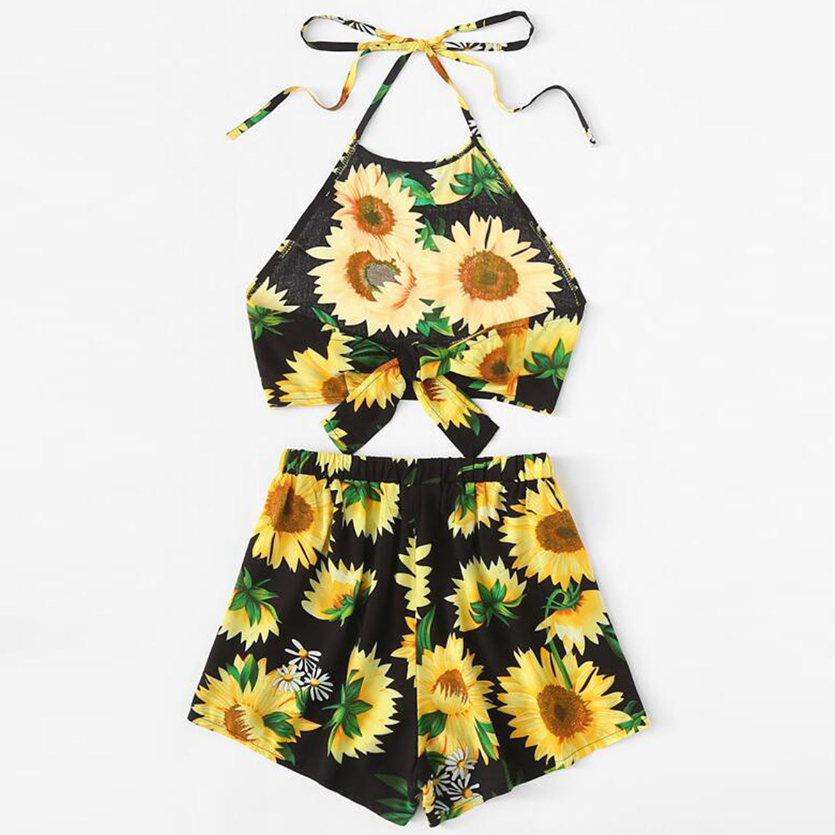 Stylish Cotton Yellow Flower Design Top & Shorts for Kids.