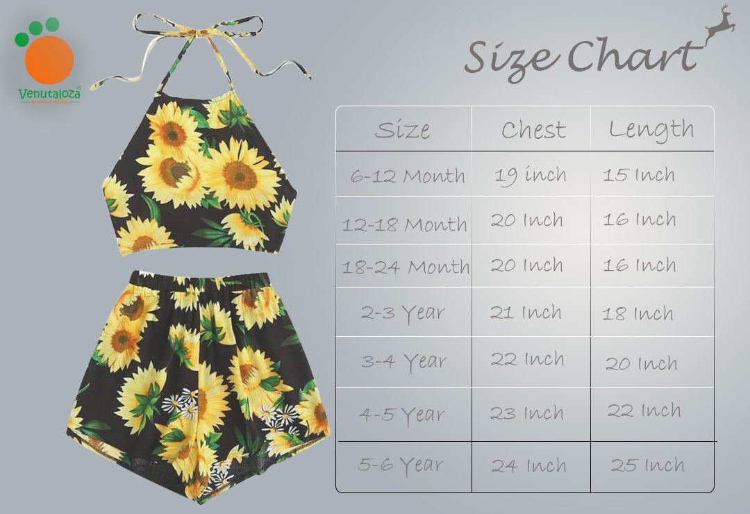 Stylish Cotton Yellow Flower Design Top & Shorts for Kids.